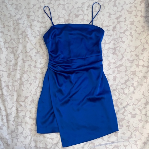 blue hot shot mini dress ZARA. Blue satin dress Ts  Hibuy market